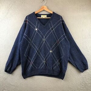 Vintage James Pringle Weavers Argyle V Neck Sweater Men's XL Made in Scotland